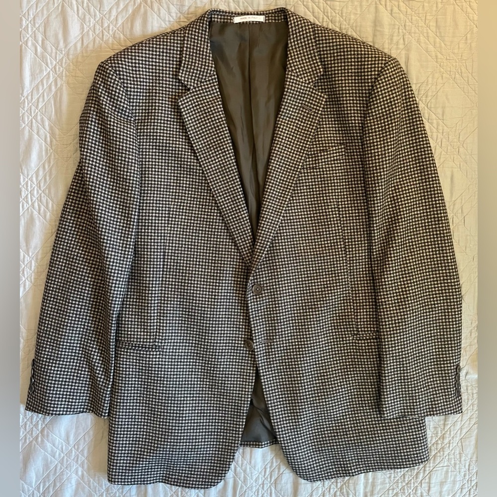 ARMANI COLLEZIONI Made‎ in
Italy Check Wool Flannel Giorgio Jacket in Black 44 R